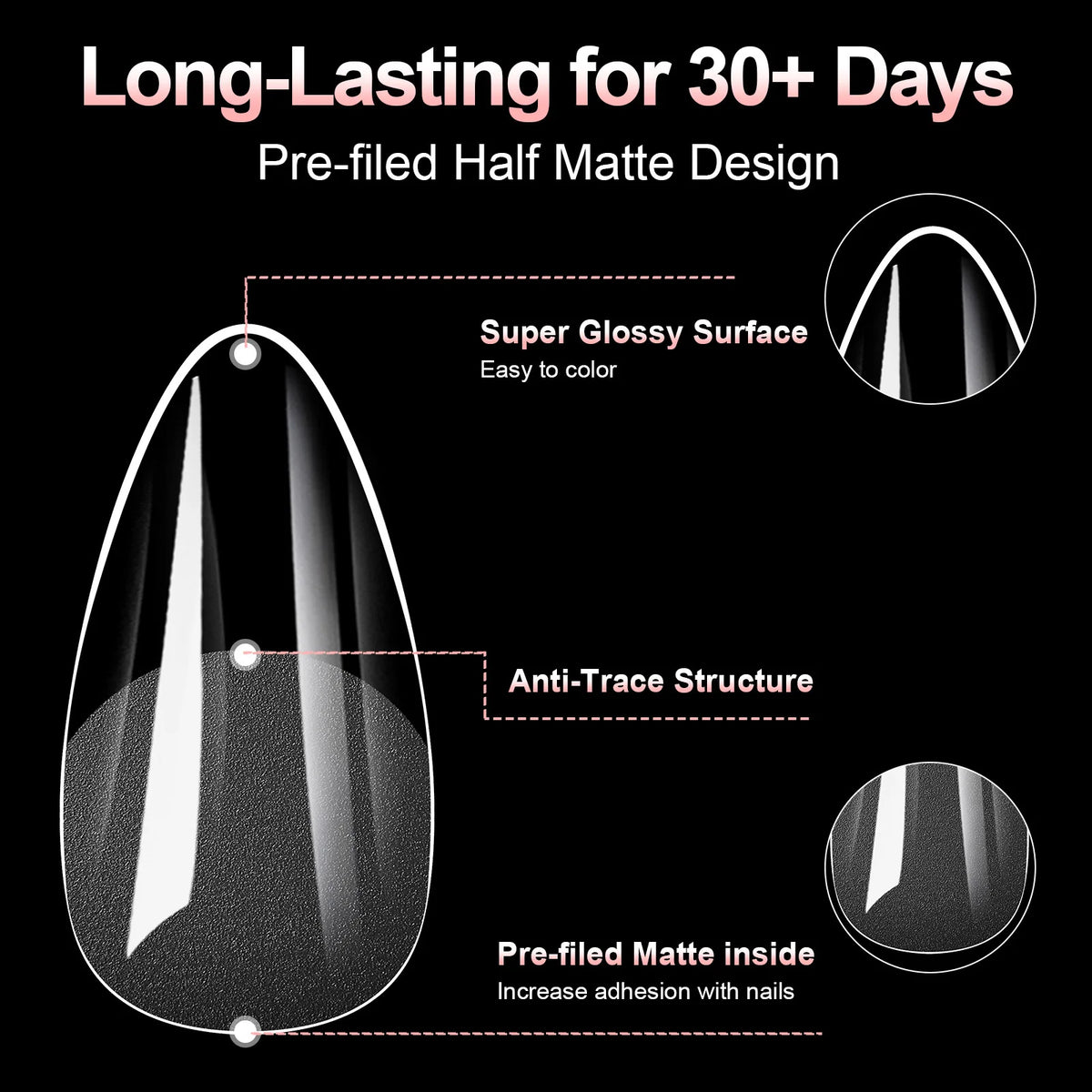 100Pcs Matte Press On Nails Half & Full Cover Acrylic Tips Press On Nails Nixie