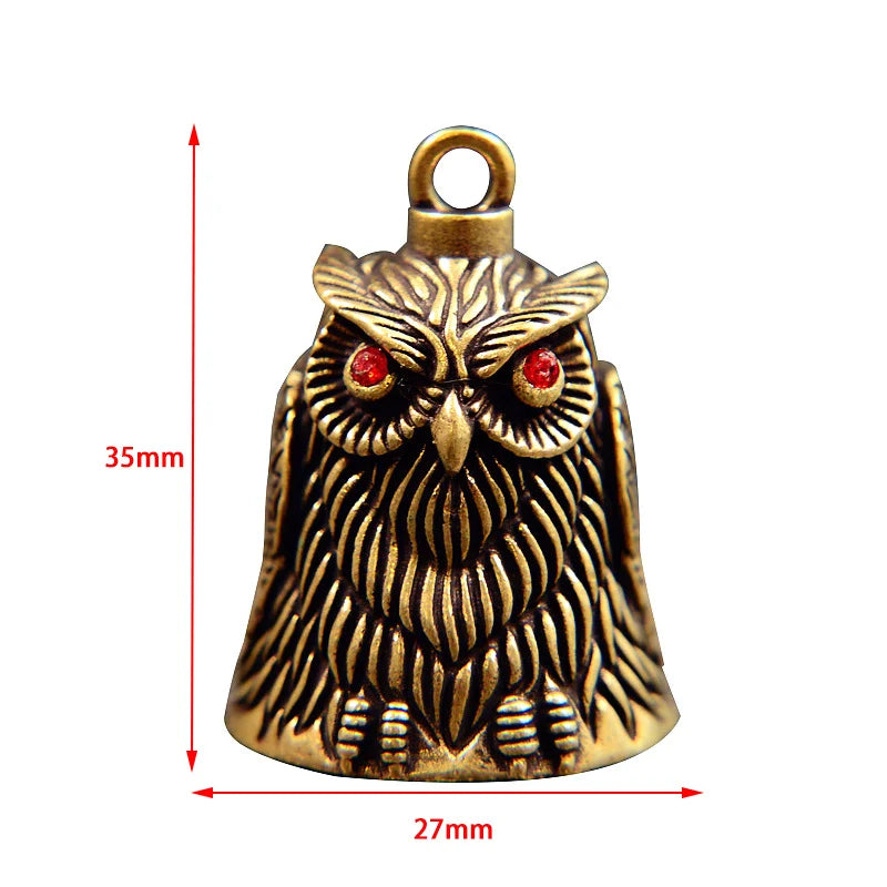 Vintage Owl Brass Bell Keychain – Feng Shui Car Pendant Brass Bell Keychain Nixie