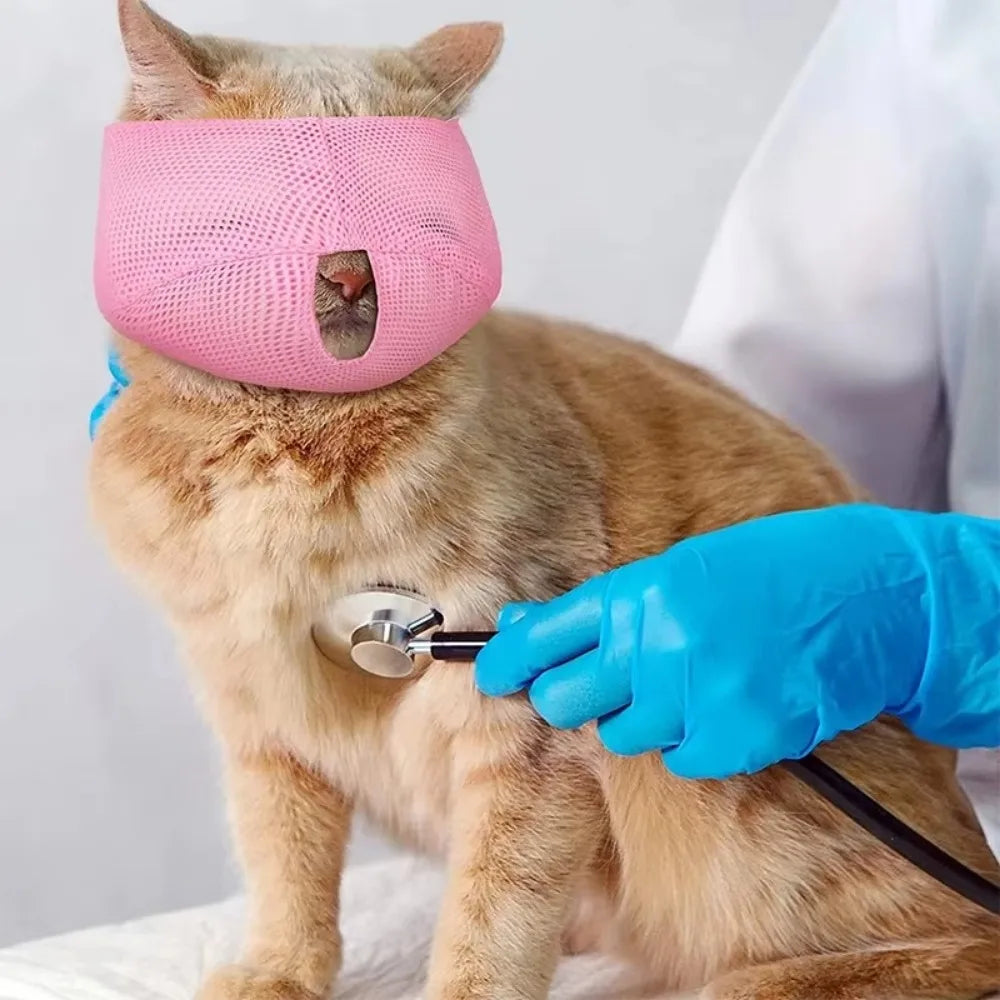 Breathable Mesh Cat Muzzle – Anti-Bite Grooming & Bathing Mask