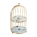 Birdcage Cosmetics Storage Rack – Double-Layer Iron Organizer Cosmetics Storage Rack Nixie Grey B