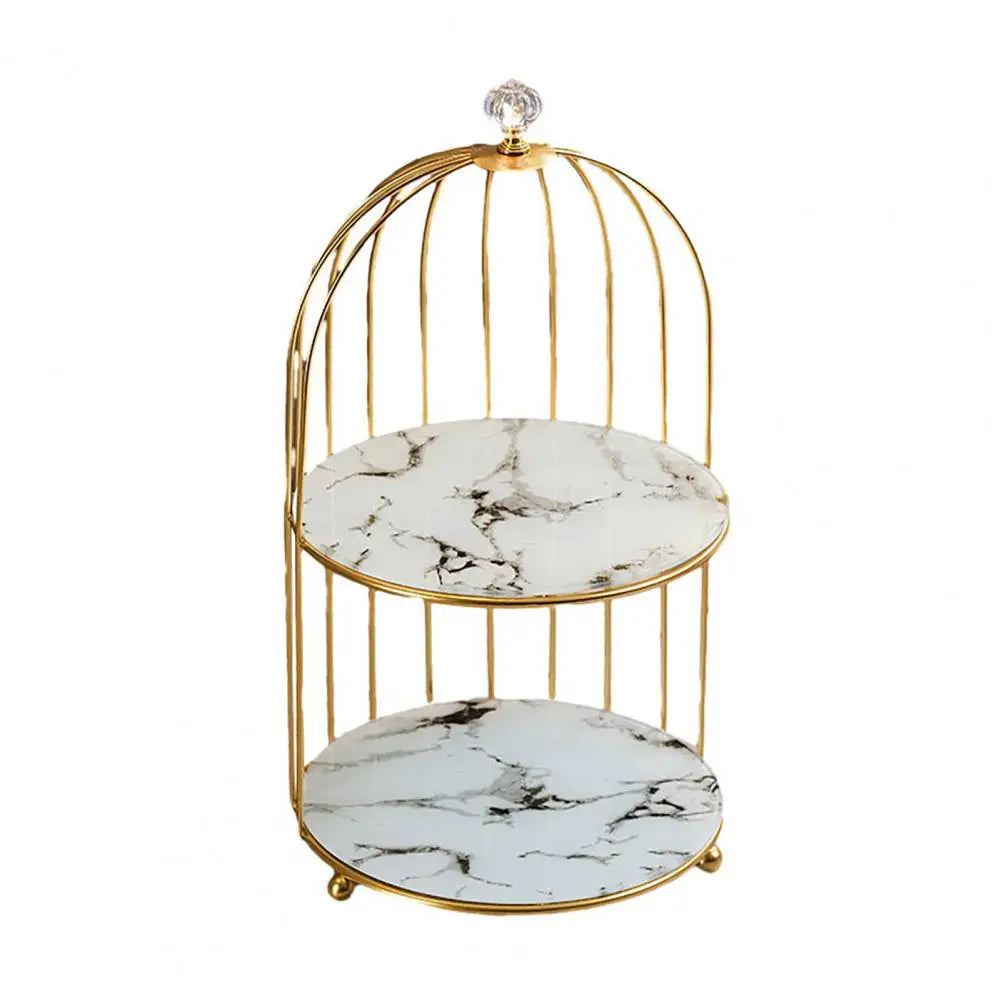 Birdcage Cosmetics Storage Rack – Double-Layer Iron Organizer Cosmetics Storage Rack Nixie Grey B