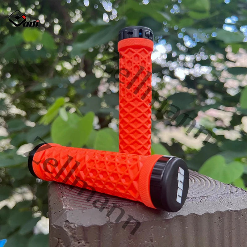 ODI Silicone Lock-On MTB Bike Grips | BMX Handlebar Cover Bike Handlebar Grips Nixie ORANGE