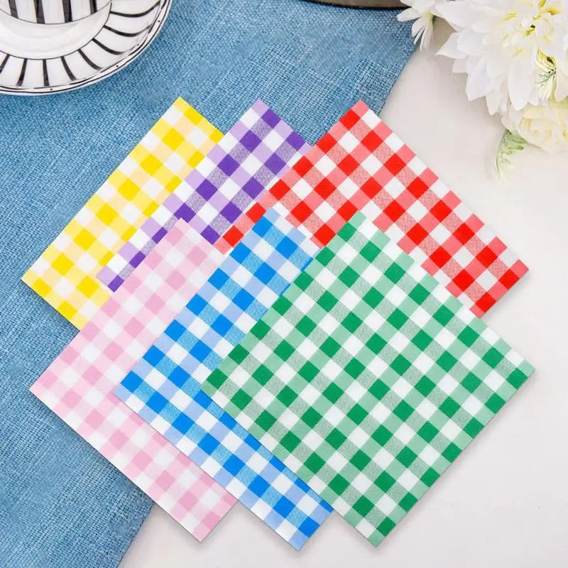 Gingham Disposable Paper Napkins 20 Sheets – Party Supplies Disposable Paper Napkins Nixie