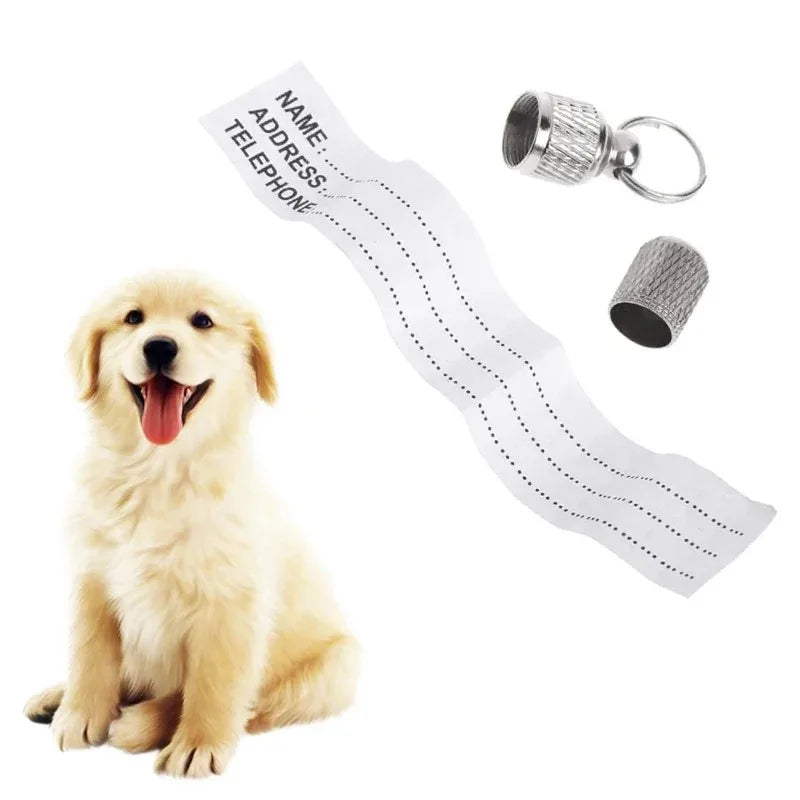 Pet ID Tag Mini Metal Collar Storage Tube – Anti-Loss Tag