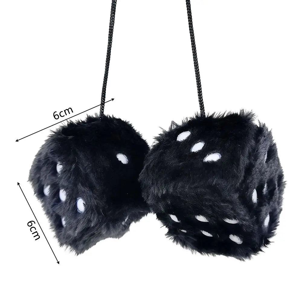 Fuzzy Plush Dice Car Hanging Ornament – Rearview Mirror Decor Car Hanging Ornament Nixie