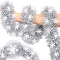 2M Christmas Snowflake Tinsel Garland – Metallic Twist Decor Christmas Tinsel Garland Nixie Silver-White Snowfla