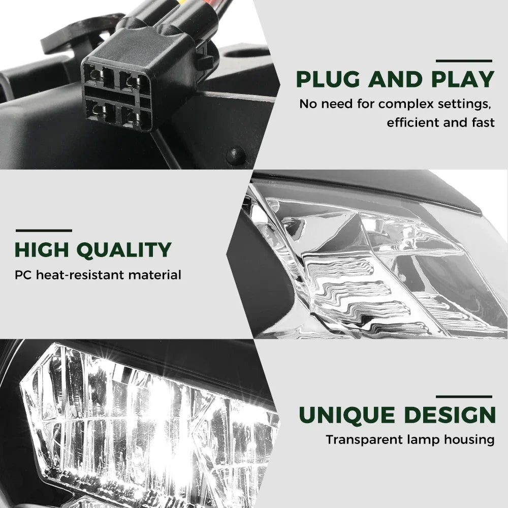 E-MARK LED Headlight for Kawasaki Z900 Z650 Z400 KLR650 Motorcycle Headlight Nixie