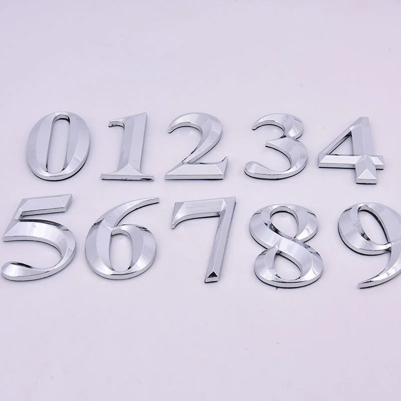 Self-Adhesive Chrome House Door Number Sign Sticker 7x4.5cm Door Number Sign Nixie