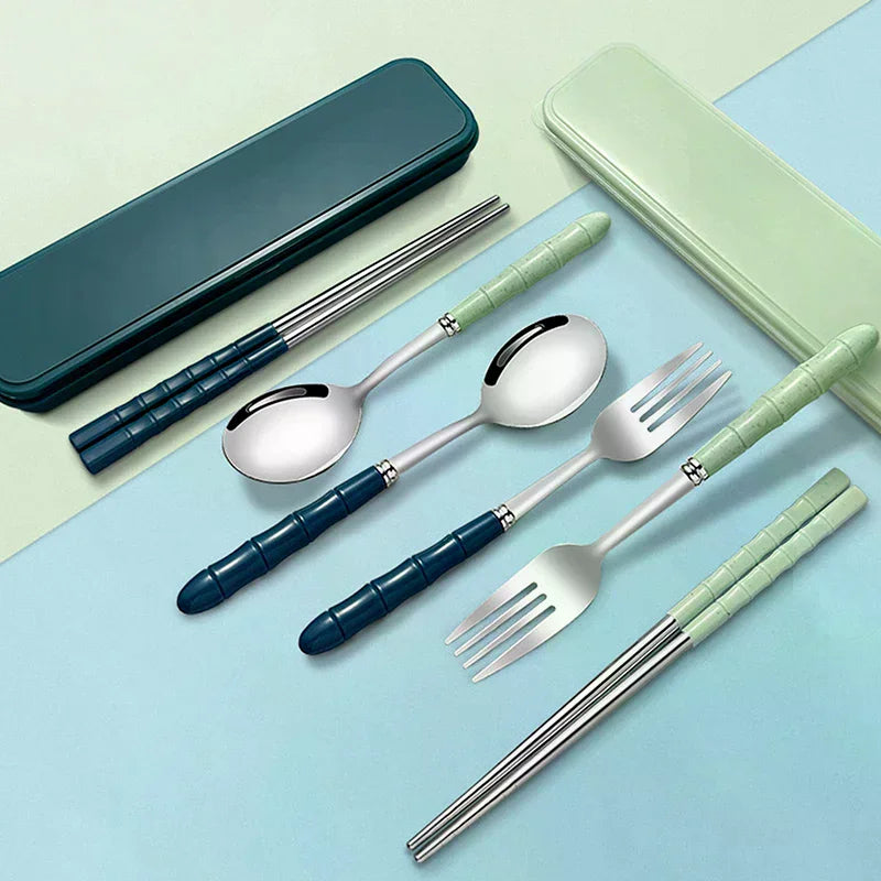 Portable 316L Stainless Steel Cutlery Set – Fork, Spoon & Chopsticks Portable Cutlery Set Nixie
