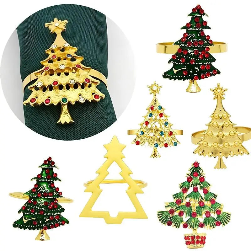 Christmas Berry Wreath Napkin Rings – Green Holiday Set of 6 Holiday Napkin Rings Nixie