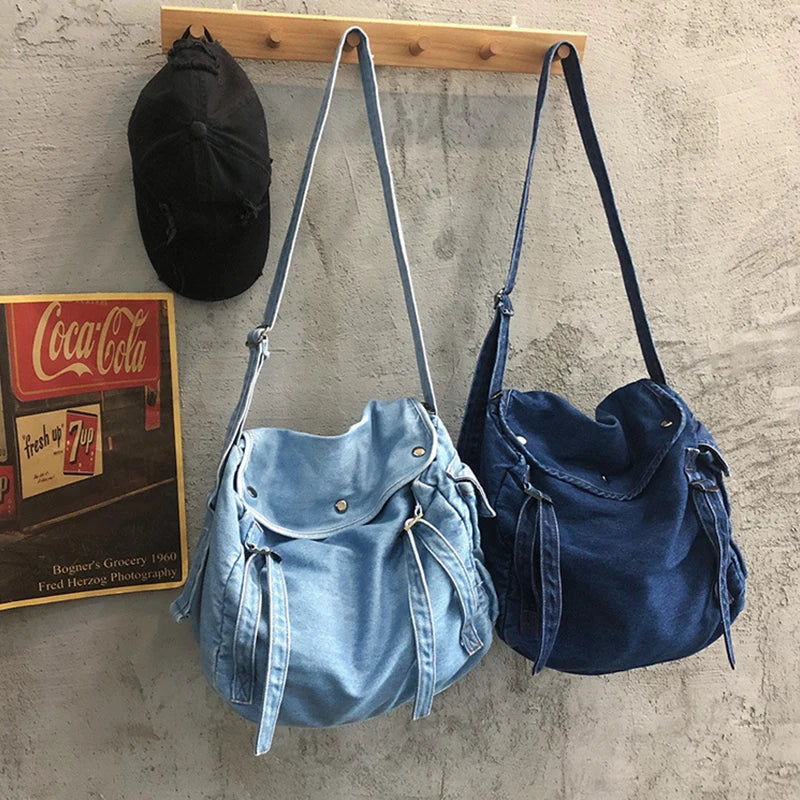 Denim Crossbody Messenger Bag for Women – Canvas Satchel Denim Crossbody Bag Nixie