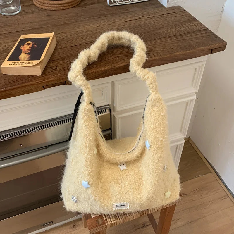 Women's Large Fluffy Tote Crossbody Shoulder Bag | Nixie