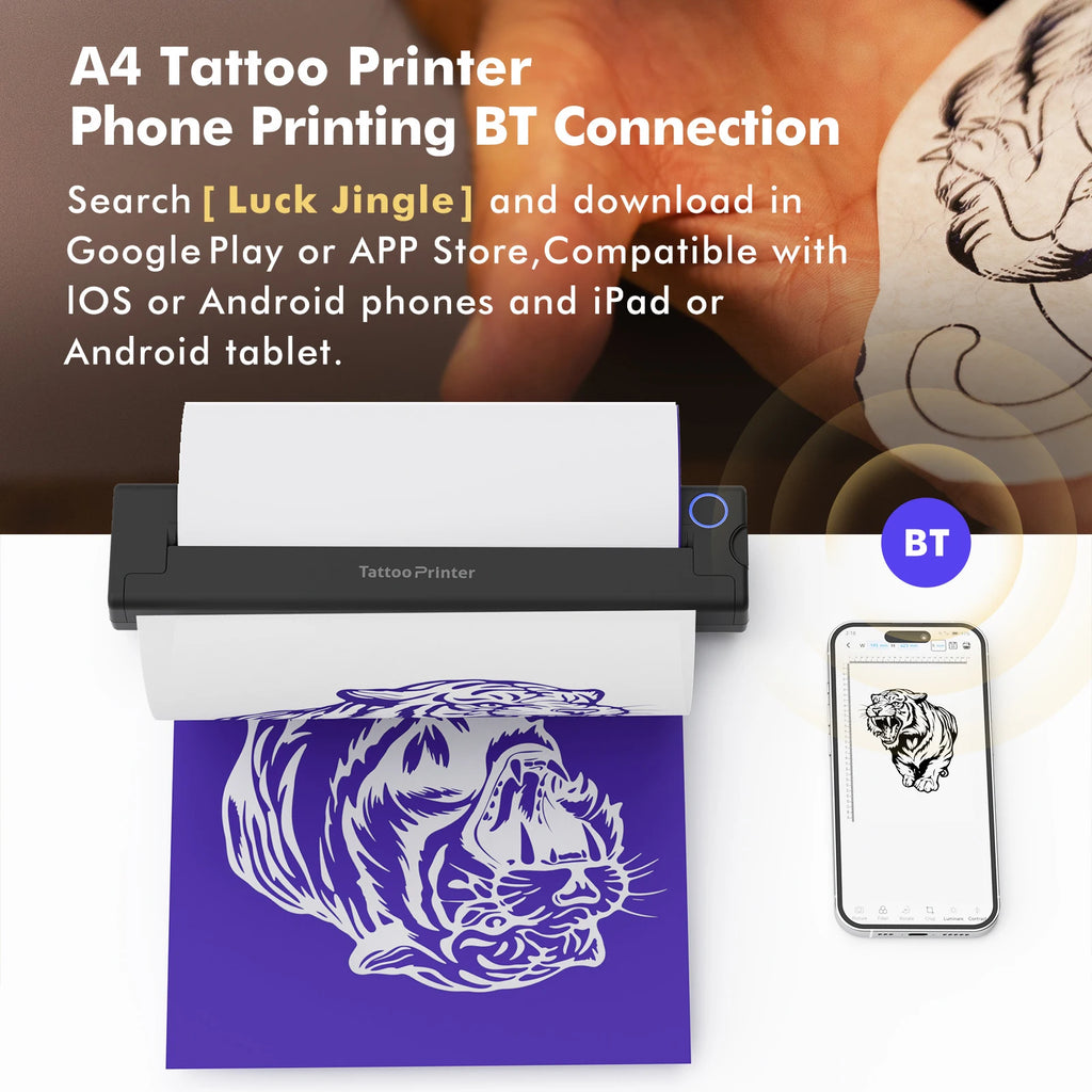 Luck Jingle Wireless Thermal Tattoo Stencil Printer – Bluetooth A4 Tattoo Stencil Printer Nixie