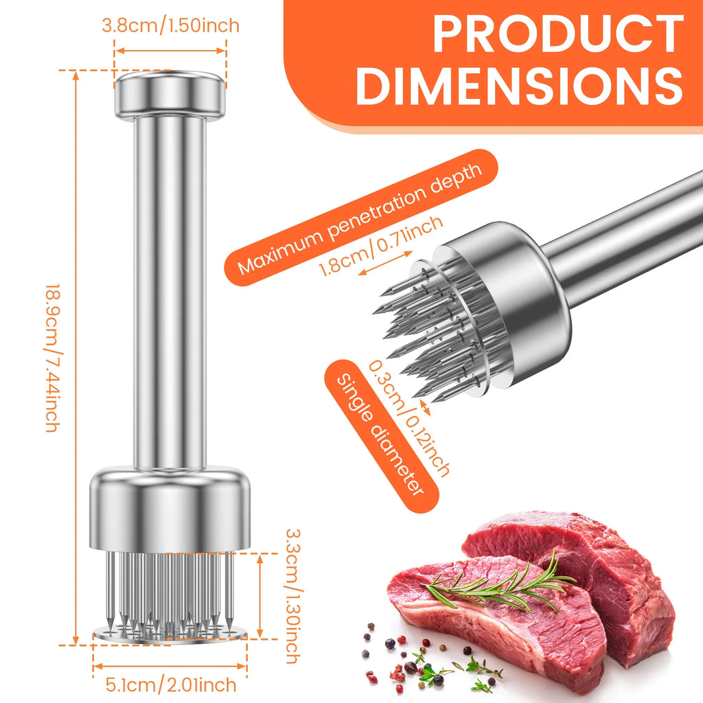Stainless Steel 21-Needle Meat Tenderizer – Steak & Poultry Tool Meat Tenderizer Tool Nixie 1PC Style 1