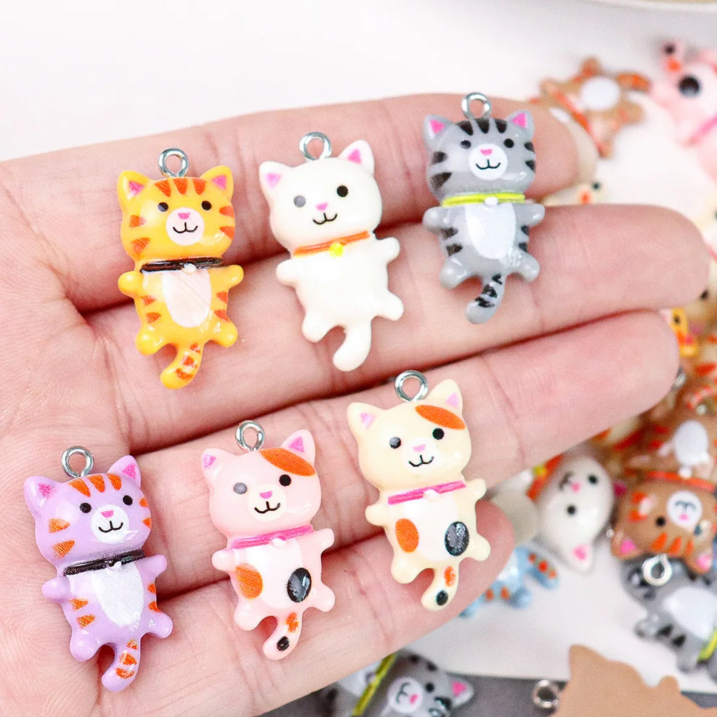 10pcs 3D Luminous Cat Resin Charms for DIY Jewelry Making Resin Jewelry Charms Nixie