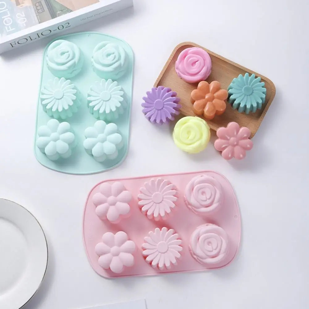 6-Cavity Flower Silicone Mold for Soap, Chocolate & Pudding Silicone Baking Mold Nixie
