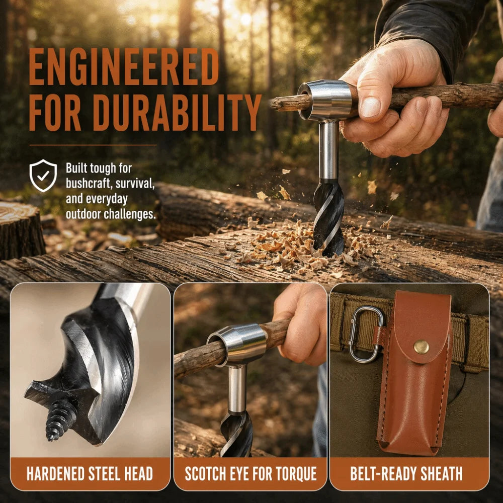 Hand Auger Wrench Stainless Steel Manual Wood Drill + Storage Bag Hand Auger Wrench Nixie