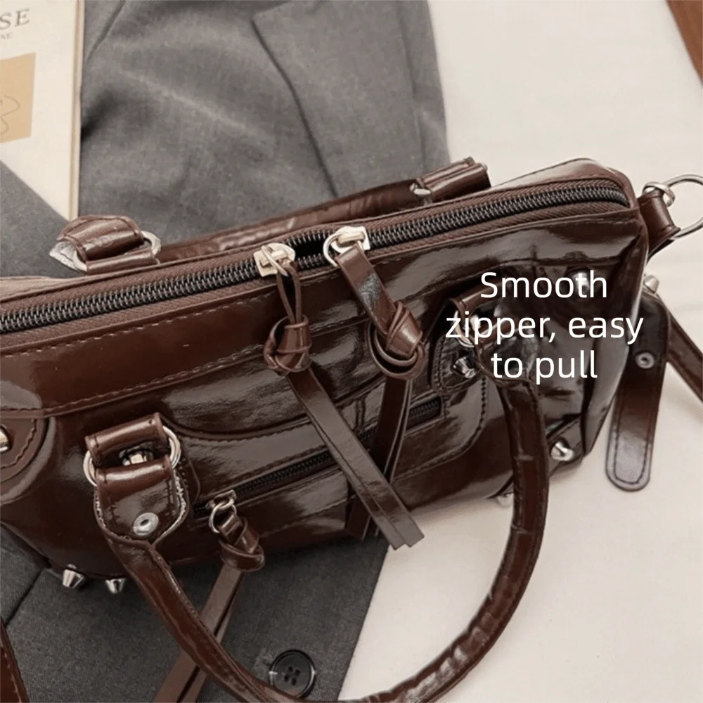 Vintage Rivet Pillow Bag Large PU Leather Crossbody Shoulder Crossbody Shoulder Bag Nixie
