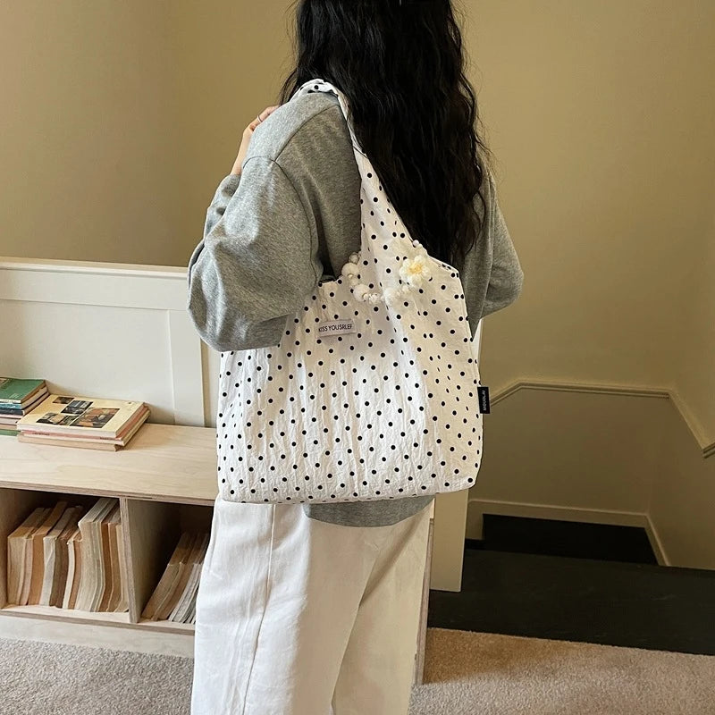 Women's Polka Dot Lace Bucket Bag | Korean Shoulder Crossbody Tote Shoulder Bucket Bag Nixie