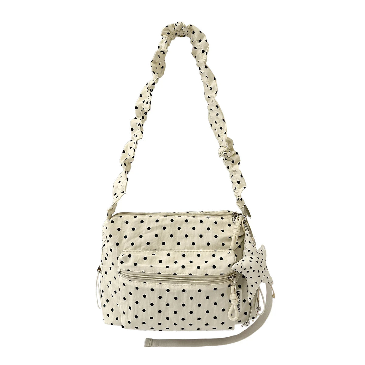 Korean Polka Dot Crossbody Bag Women Casual Canvas Dumpling Bag Crossbody Bag Nixie white polka dots(No