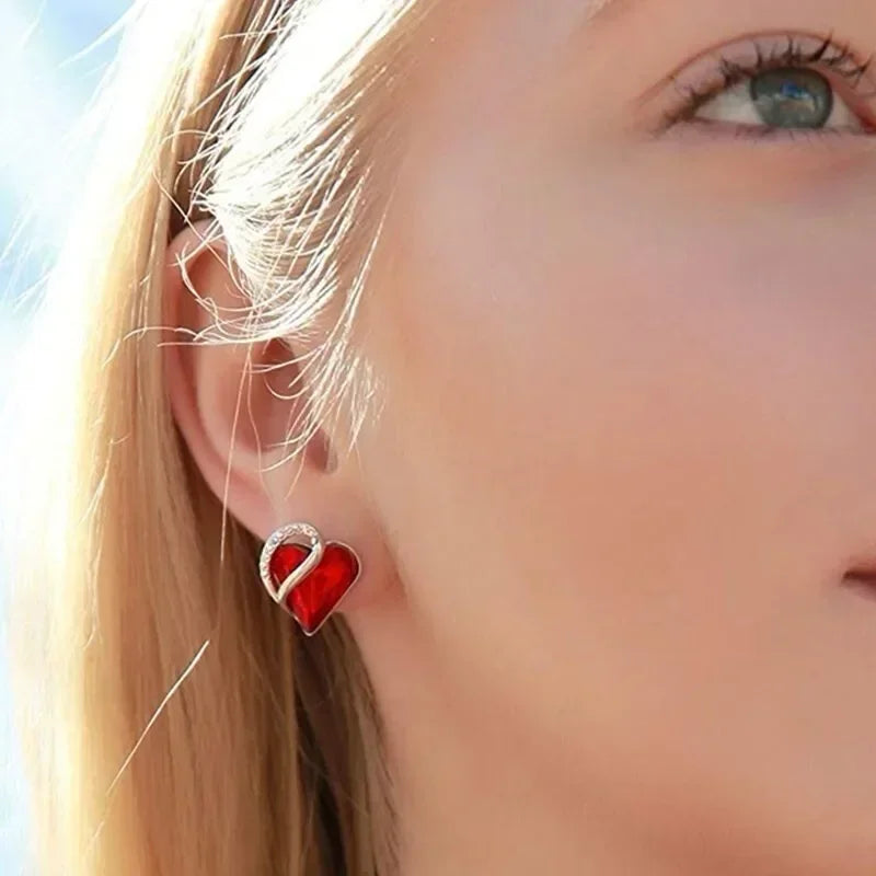 Heart Drop Earrings Zinc Alloy Champagne Rhinestones Women Drop Earrings Nixie