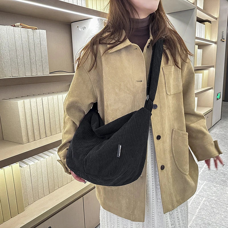 Japanese Corduroy Tote Bag – Large Shoulder & Crossbody Handbag Corduroy Tote Bag Nixie