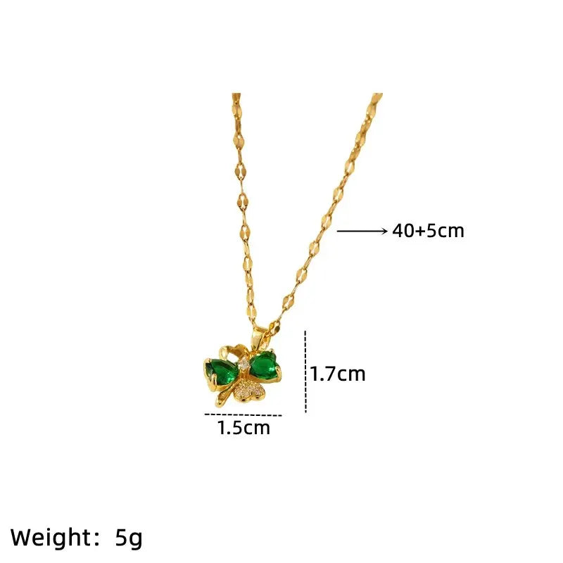 Green Gold Plated Copper Pendant & Stainless Steel Necklace Pendant Necklace Nixie
