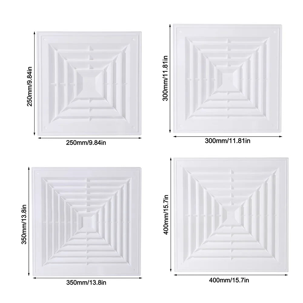 White Square Air Vent Grille with Flaps – Exhaust Fan Cover Ventilation Vent Cover Nixie