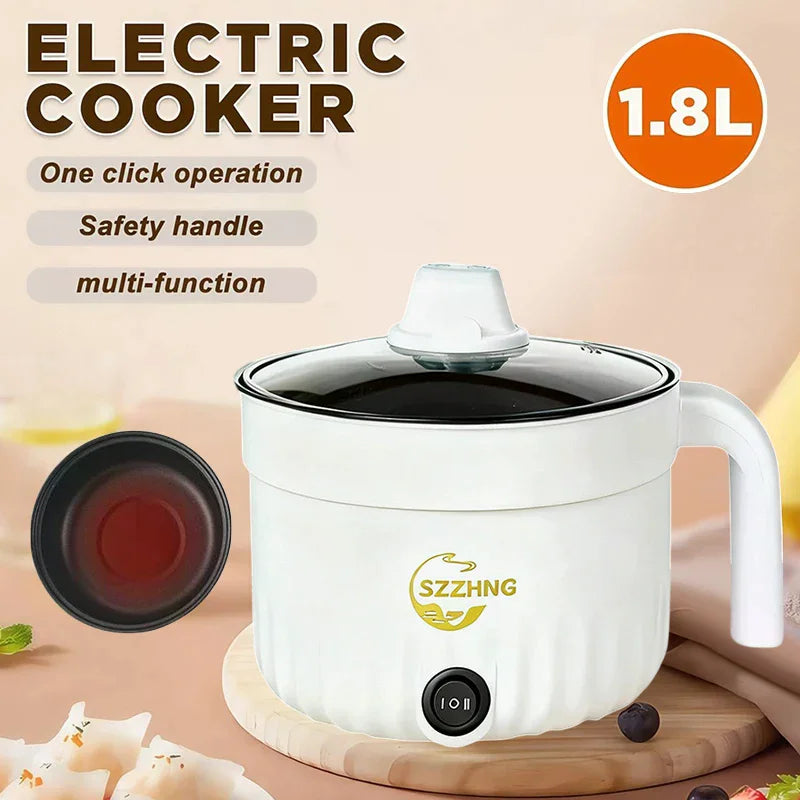 Mini Rice Cooker with Steamer 1.8L Non-Stick Electric Hot Pot Mini Rice Cooker Nixie