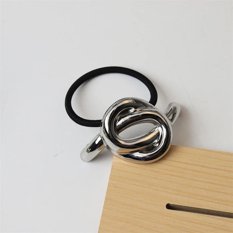 Geometric Metal Hair Rope Scrunchie – Elegant & Gentle Hold