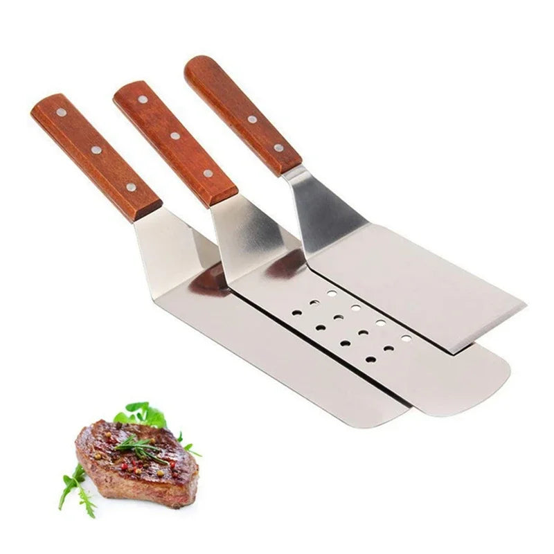 3-Piece Stainless Steel Spatula Set – BBQ, Grill & Kitchen Spatula Set Nixie