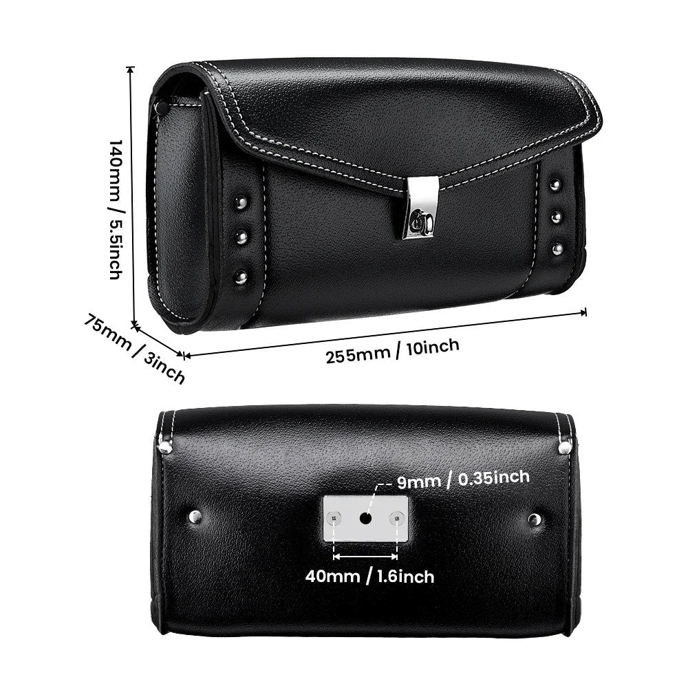 Motorcycle Windshield Bag Studded PU Leather – Road King Fit Motorcycle Windshield Bag Nixie