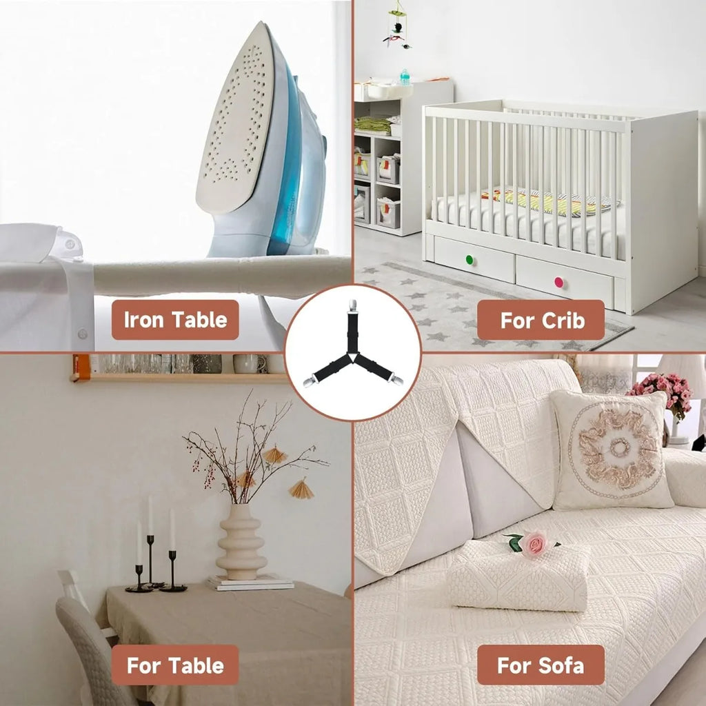 4-Pack Triangular Bed Sheet & Tablecloth Fastener Clips