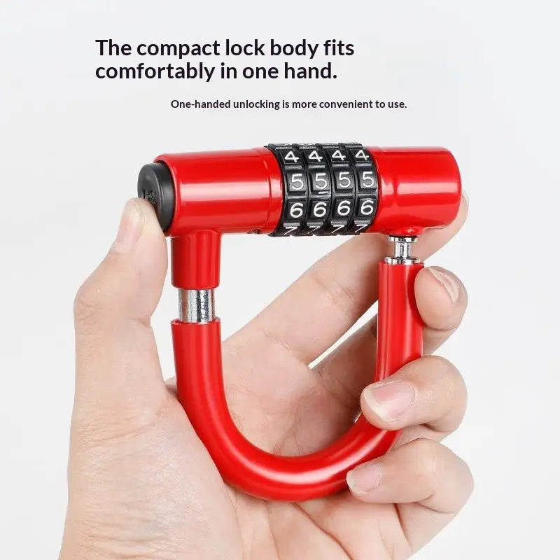 4-Digit Aluminum Combination Padlock – Keyless U-Lock Security