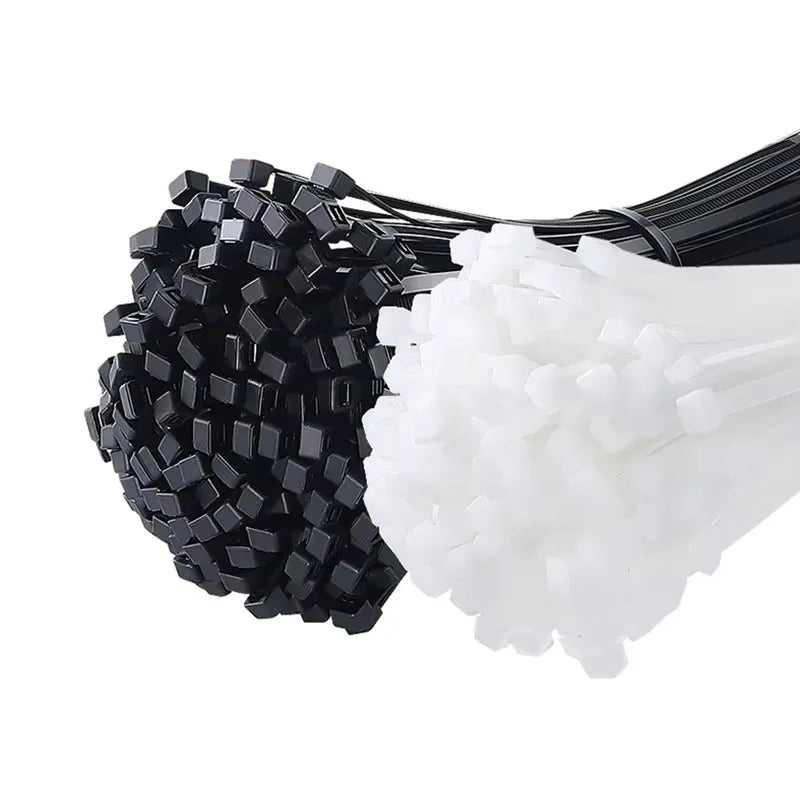 100PCS Self-Locking Nylon Cable Ties Black Zip Straps Nylon Cable Ties Nixie