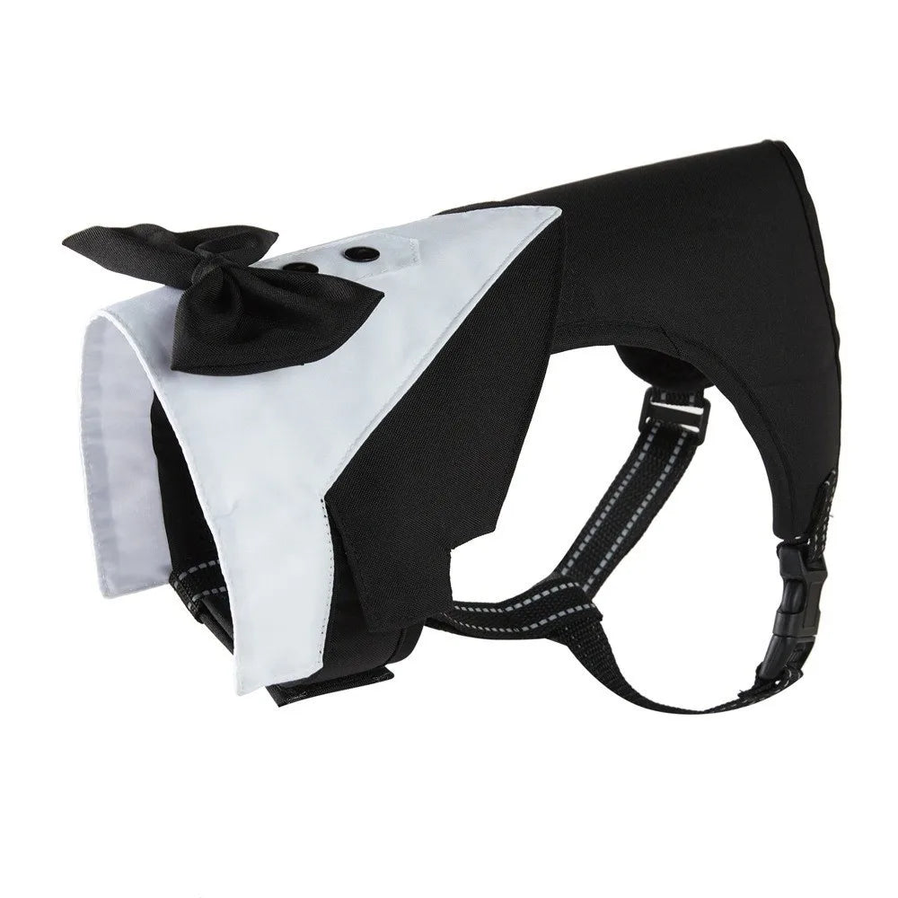 Dog Tuxedo Kit with Bow Tie & Vest Harness | Black & Blue