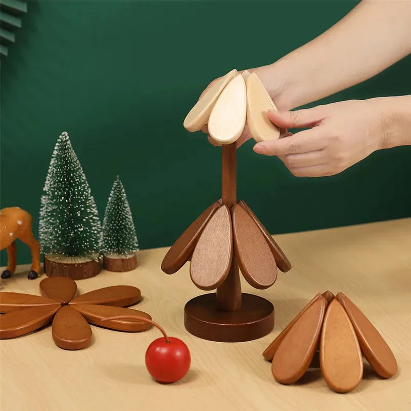 Wooden Plant Coasters & Heat-Proof Dining Surface Protector Mats