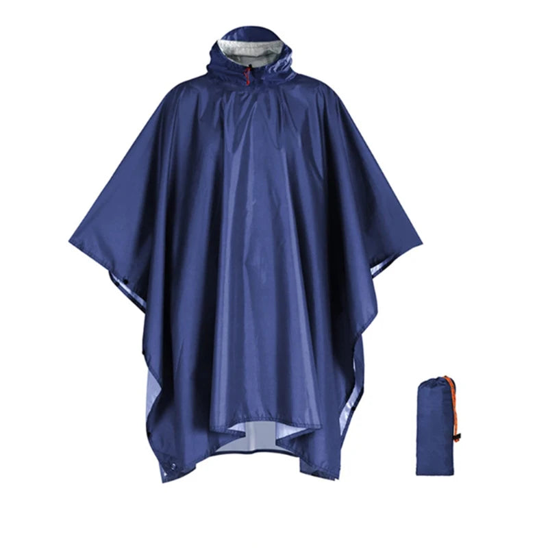 Heavy Duty Waterproof Rain Poncho – Lightweight Camping Raincoat Waterproof Rain Poncho Nixie Blue one size