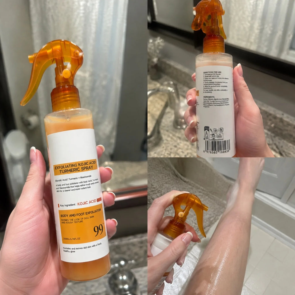Kojic Acid Turmeric Exfoliating Body & Foot Spray 200ml Exfoliating Body Spray Nixie