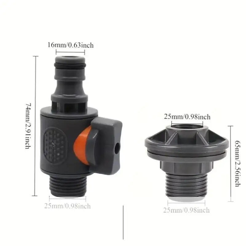PVC Water Barrel Adapter with Valve – Rainwater Tank Connector Water Tank Adapter Nixie