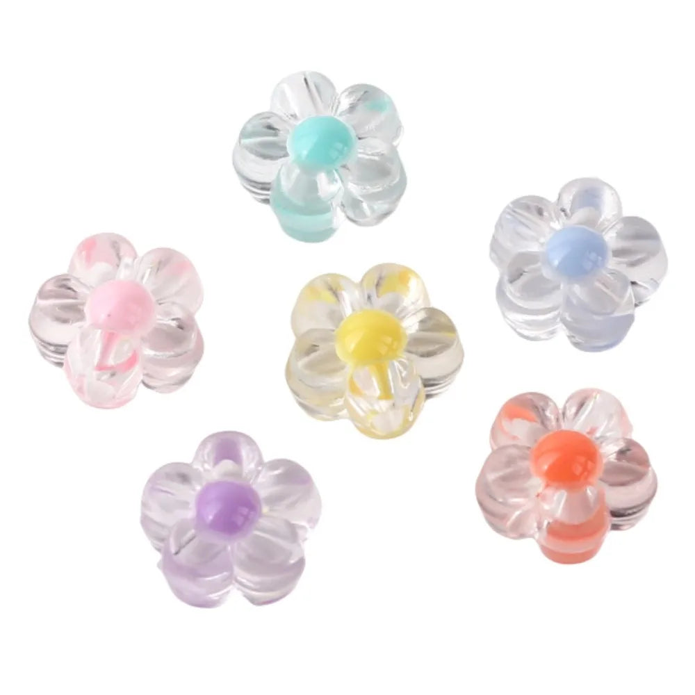 100pcs Colorful Flower Acrylic Beads for DIY Jewelry Making DIY Craft Beads Nixie