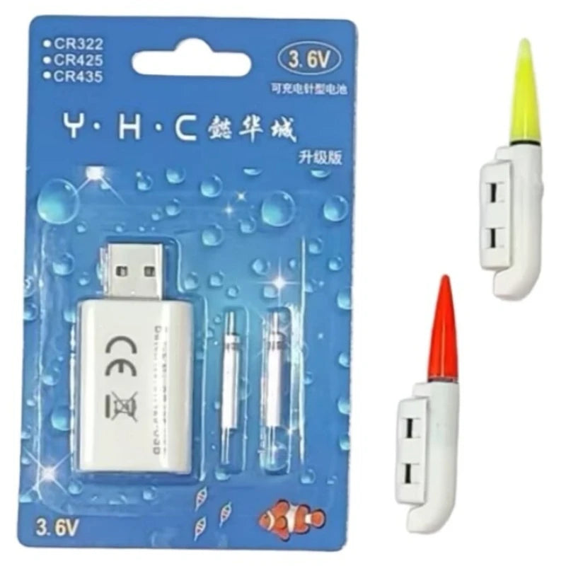 Night Fishing Float Set – 2 Bobbers + USB Charger & CR425 Batteries Night Fishing Float Set Nixie B -2Pc Float-No Bell