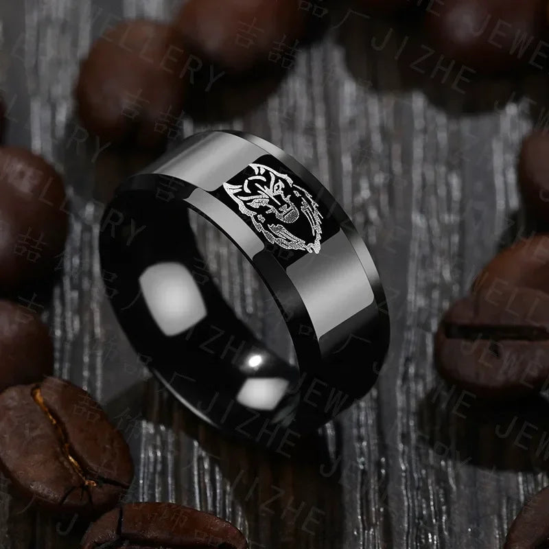 Punk Wolf Head Stainless Steel Ring – Unisex Fashion Band Fashion Ring Nixie