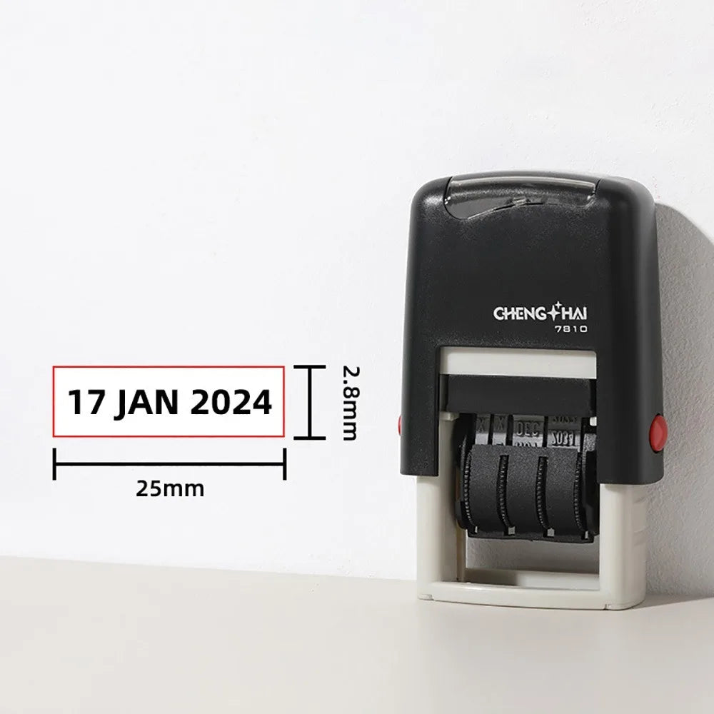 Adjustable Self-Inking Date Stamp – Day Month Year Multicolor