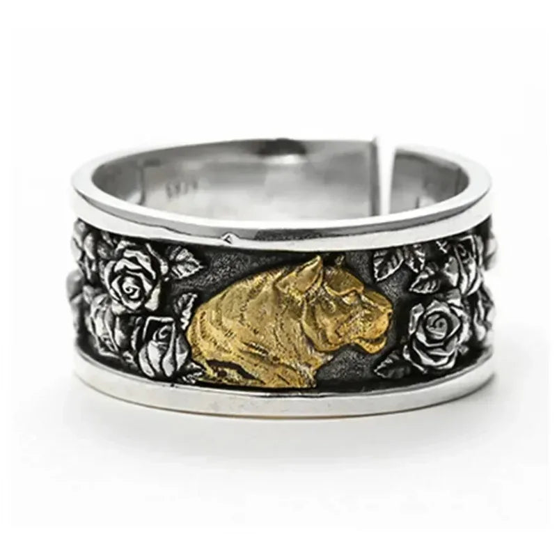 Tiger Head Zinc Alloy Punk Adjustable Ring – Silver Unisex Fashion Ring Nixie