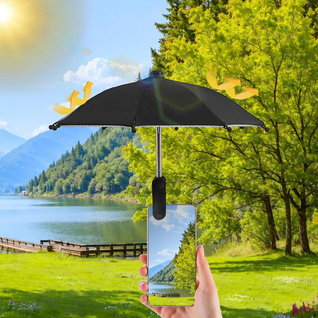 Mini Phone Umbrella Holder with Clip – Outdoor Sun Shade Stand Phone Umbrella Stand Nixie