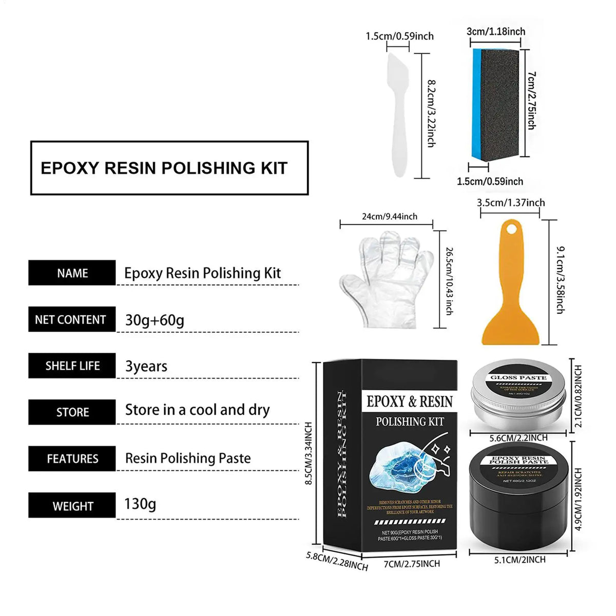 Epoxy Resin Polishing Kit – 3-Stage Scratch Buffing Compound Resin Polishing Kit Nixie