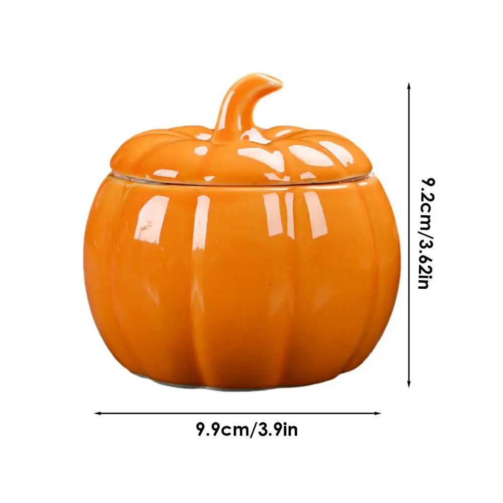 Halloween Ceramic Pumpkin Jar with Lid | Candy & Tea Storage