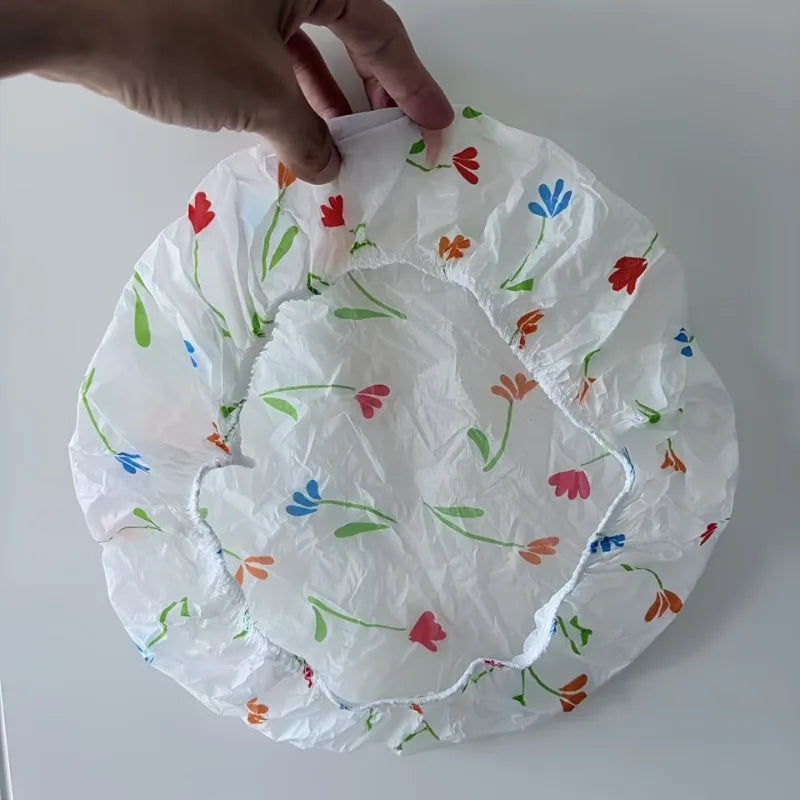 4-Pack Reusable Waterproof Shower Caps – Elastic PE Hair Covers Shower Cap Set Nixie