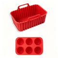 Silicone Air Fryer Pot & Muffin Cupcake Molds – 2pc Set Silicone Baking Molds Nixie Red